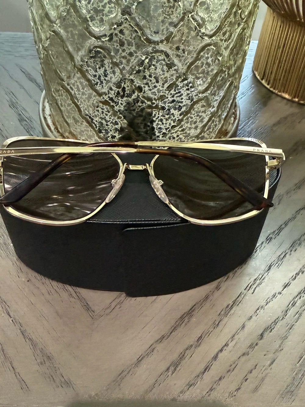 Prada SPR 60X Gold Brown Sunglasses